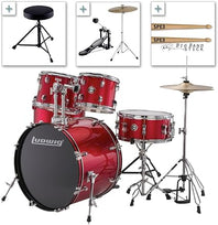 Ludwig Accent 5-piece Complete Drum Set with 22 inch Bass Drum and Wuhan Cymbals - Red Sparkle - LC19514