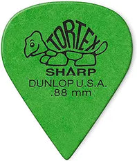 Dunlop 412P.88 Tortex Sharp, Green, .88mm, 12/Player's Pack