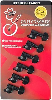 Grover 205BC6 Mini Rotomatic Tuning Machines 6 In-Line, Black Chrome