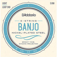 D'Addario EJ60 5-String Banjo, Nickel Light 9-20 (Loop End)