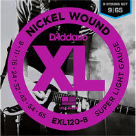 D'Addario EXL120-8 XL Nickel Wound Electric Guitar Strings - .009-.065 Super Light 8-string