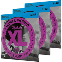 D'Addario EXL120-3D Nickel Wound Electric Strings - .009-.042 Super Light 3-Pack