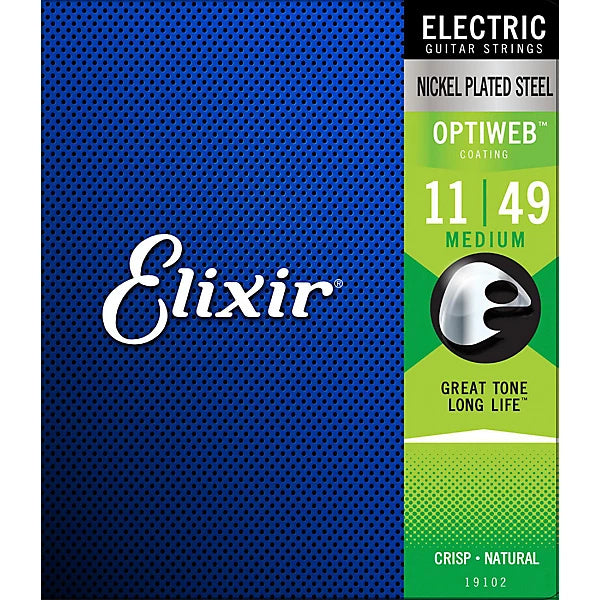 Elixir 19102 Optiweb Med Nickel-Plated Electric Guitar Strings 11-49