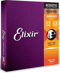 Elixir Phosphor Bronze Nanoweb Coated Acoustic Guitar Strings Medium 13-56 - 16102