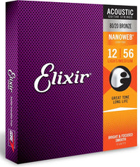 Elixir Strings 11077 Nanoweb 80-20 Acoustic Guitar Strings - .012-.056 Medium Light