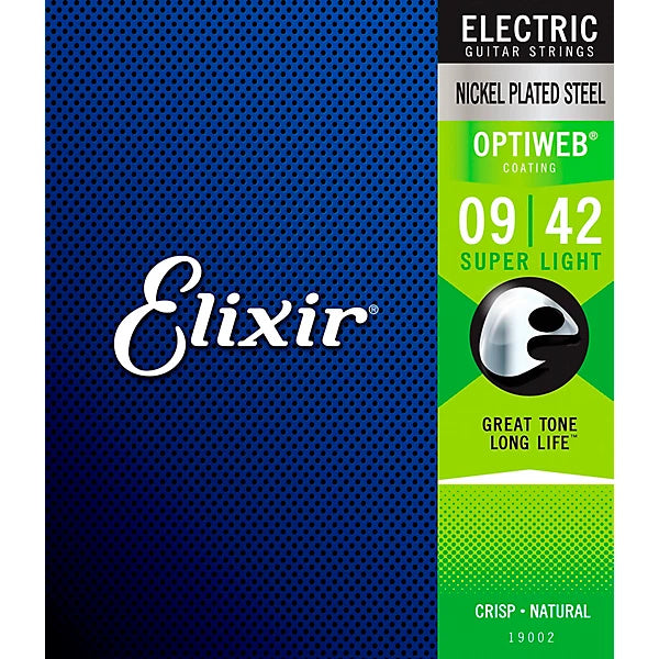 Elixir Strings 19002 Optiweb Electric Guitar Strings - .009-.042 Super Light