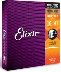 Elixir Strings Nanoweb Phosphor Bronze Acoustic Guitar Strings - .010-.047 Extra Light - 16002