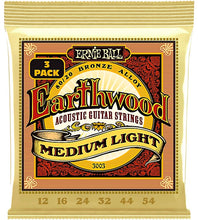 Ernie Ball 3003 Medium Light Earthwood 80-20 Bronze Acoustic Strings - .012-.054 3-pack - P03003
