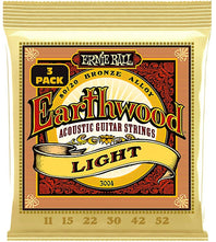 Ernie Ball 3004 Light Earthwood 80-20 Bronze Acoustic Strings - .011-.052 3-pack - P03004