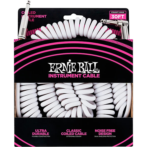 Ernie Ball Coiled inst Cable Strait to Angle 30 ft P06045 (FREE SHIPPING)