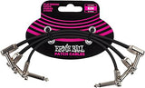 Ernie Ball P06221 Flat Ribbon Pedalboard Patch Cable - Right Angle to Right Angle - 6-inch (3-pack)