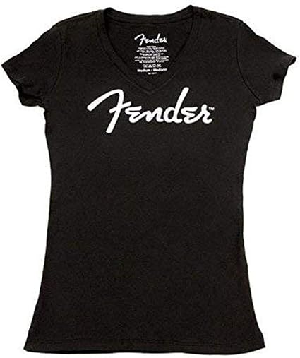 Fender Women's V-neck T-Shirt Black Large 9102002506