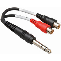 Hosa YPR-102 Stereo Breakout Cable - 1/4 inch TRS Male to Left and Right RCA Female