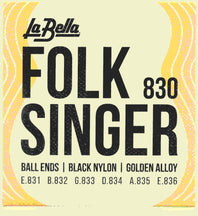 La Bella Elite Folksinger Classical Guitar Strings 830 Gold Black