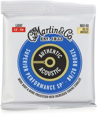 Martin MA140 Authentic Acoustic Superior Performance 80-20 Bronze Guitar Strings - .012-.054 Light - 41Y18MA140