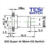 Tesi IDO Super M 10MM Metal Momentary Push Button Guitar Kill Switch Red - SUPERMRD10MM