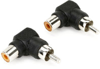 Right-Angle RCA Adapter - RCA Male to RCA Female (2 Pieces) - GRA-259