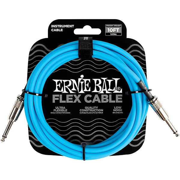 Ernie Ball Flex Instrument Cable Straight to Straight 10ft Blue P06412