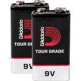 D'addario Tour-Grade 9v Battery, 2 pack,  PW-9V-02
