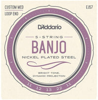D'Addario EJ57 5-String Banjo Strings, Nickel Custom Medium 11-22