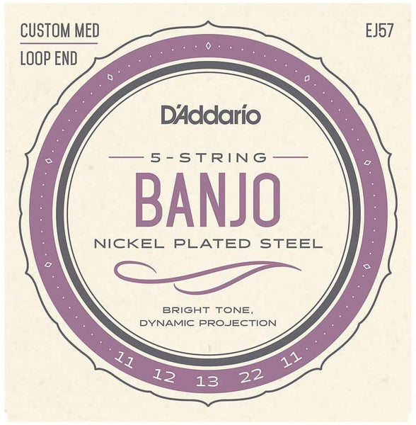 D'Addario EJ57 5-String Banjo Strings, Nickel Custom Medium 11-22