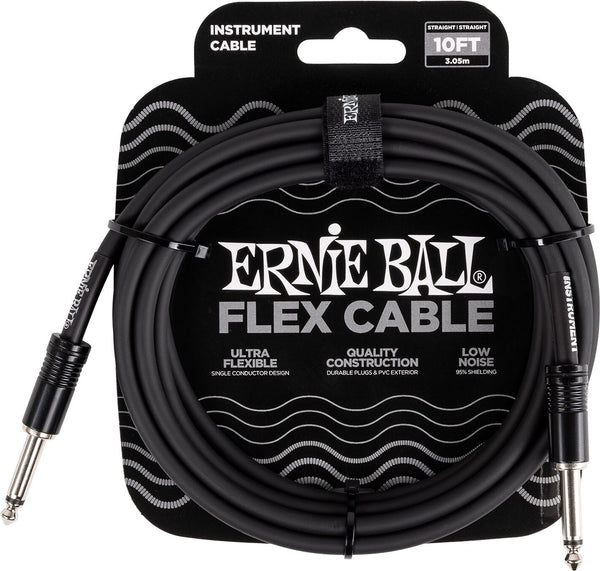 Ernie Ball Flex Instrument Cable Straight to Straight 10ft blk P06434