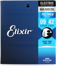 Elixir Strings 12000 Polyweb Electric Guitar Strings  .009-.042 Super Light