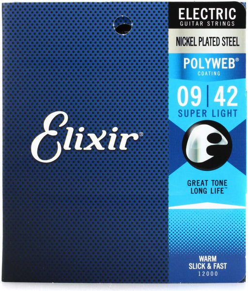 Elixir Strings 12000 Polyweb Electric Guitar Strings  .009-.042 Super Light