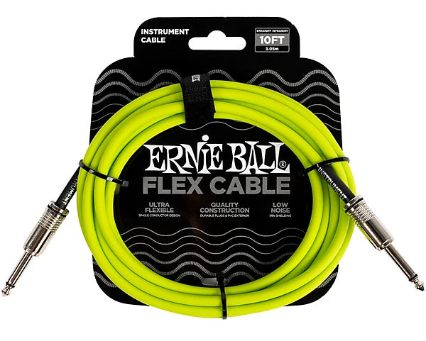 Ernie Ball Flex Instrument Cable Straight to Straight 10ft Green P06414
